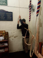 Mike Whitby ringing the treble up at Pettistree before our quarter-peal.