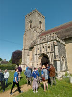  Outside Troston church listening to the ringing.