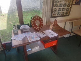 The trophies - the David Barnard Memorial Trophy on the left, the Cecil Pipe Memorial Bell on the right.
