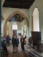 Rambling Ringers waiting patiently in the church at Maiden Newton.