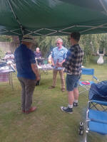 Handbell ringing at the St Mary-le-Tower ringers BBQ.
