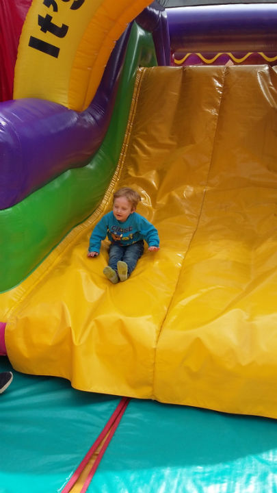 Alfie on the bouncy castle.