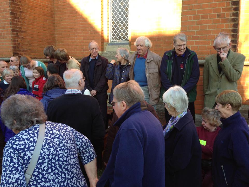 Gathering everyone together for the Guild photo at the AGM in Felixstowe