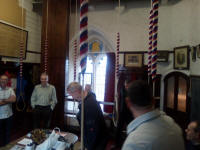 The Ipswich band waiting in the ringing chamber to ring.