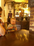 Alfie enjoying lunch at The George Inn at Leeds.