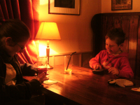Ruthie and Mason playing games in the pub!