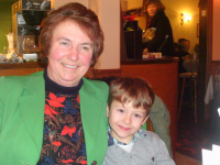 Mum with Mason at her birthday meal.