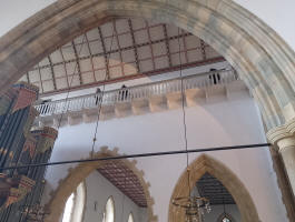 The walkway to the ringing chamber at Great Yarmouth during the George W Pipe 12 Bell Competition.