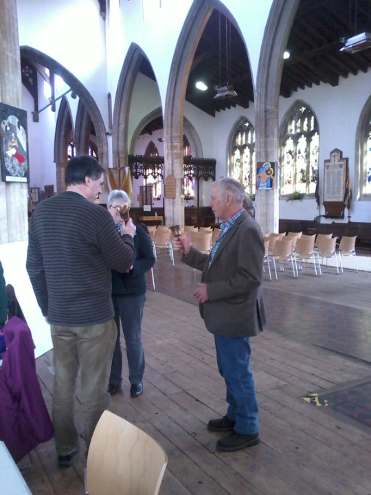 Philip Gorrod giving a handbell lesson.
