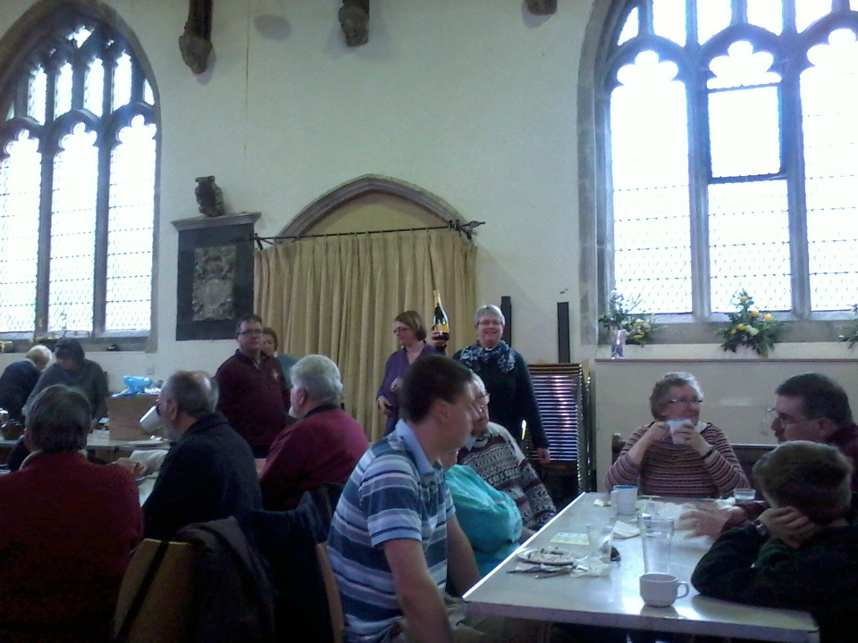 Prizes being given out for the raffle.