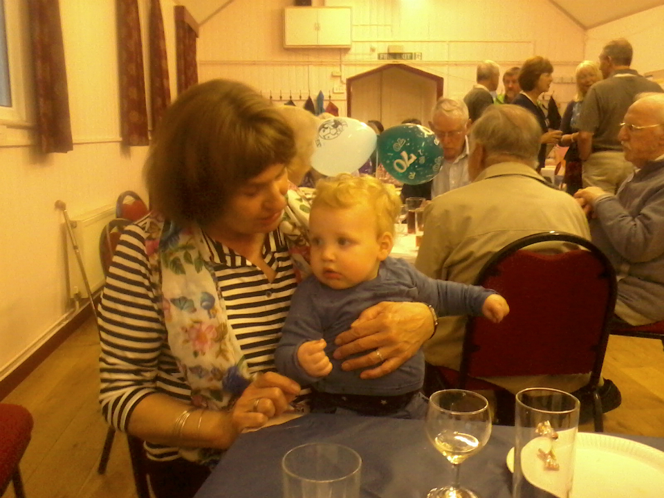 Sandy Jones entertaining Alfie.