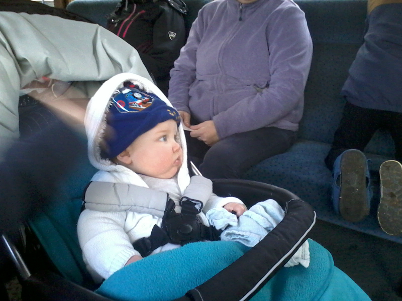 Alfie on the train at the East Anglian Railway Museum.