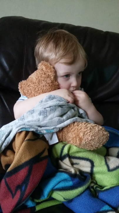 Alfie with Barney the Bear.