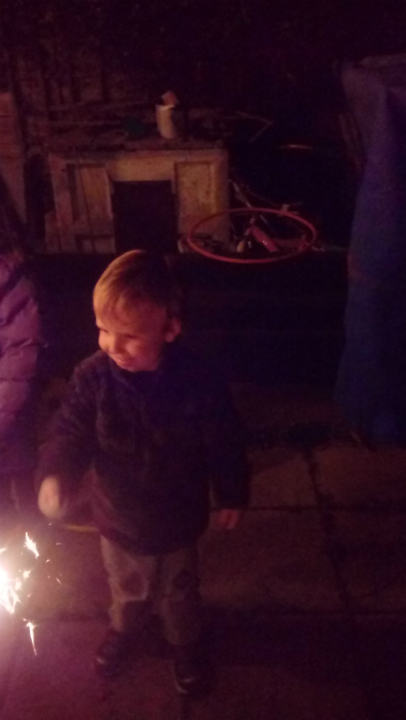 Alfie with a sparkler.