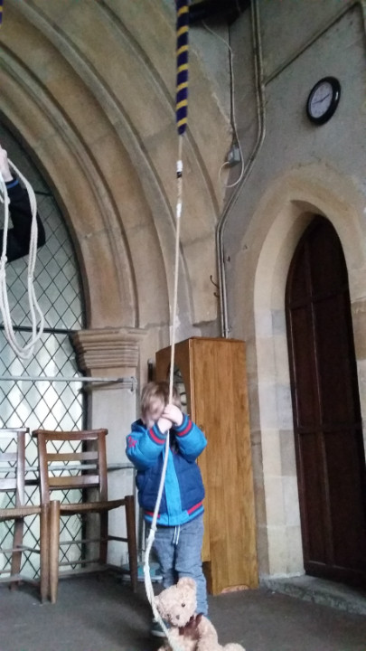Alfie and Barney 'ringing' on the tenor at Ufford.
