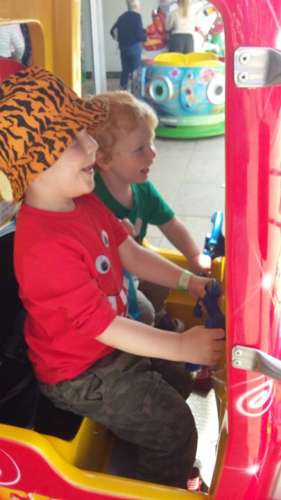Alfie & Joshua enjoying a ride at Felixstowe Pier.