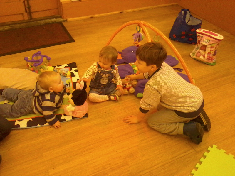 Alfie, Maddie and Mason at Maddie's first birthday party at Blaxhall Village Hall.