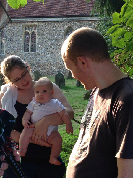 Alfie taking in the bagpipes.