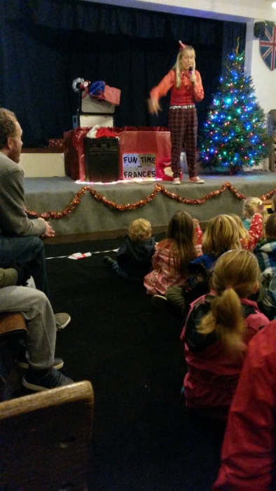 Alfie sat patiently watching the children's entertainer.