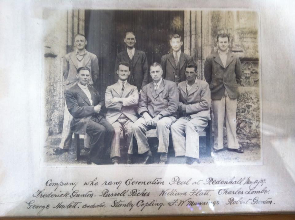 Coronation peal band at Redenhall from 1937.