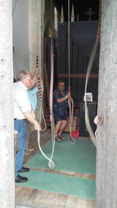 Ringing at Dennington for the SE District Practice – Alan Munnings at the front on the 4th, Mark Ogden on 5th &amp; Jonathan Williamson on the tenor.