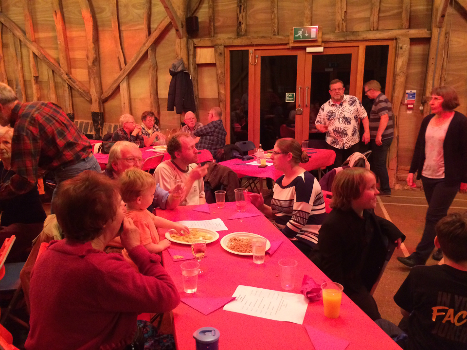 Some of those present at the Guild Social Barn Dance at Sproughton Tithe Barn.