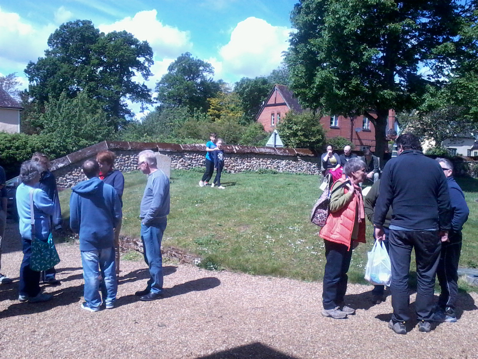 Listening to the ringing at Walsham-le-Willows.