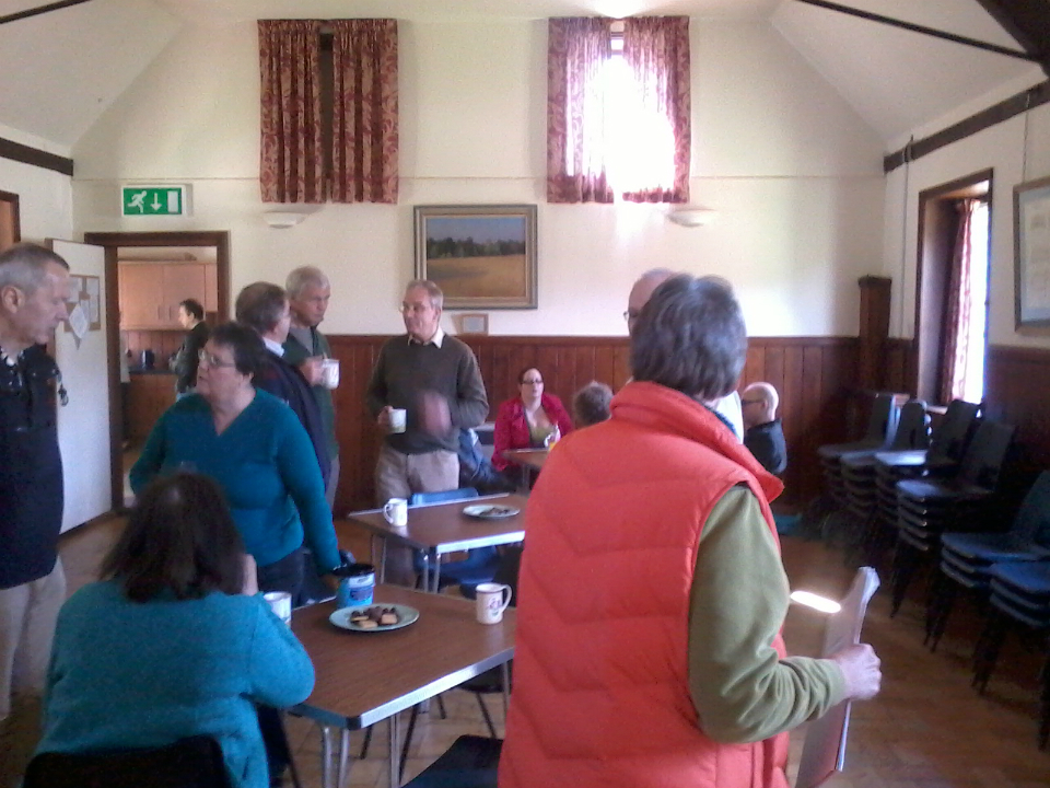 Grabbing a cuppa and a chat in The Priory Rooms in Walsham-le-Willows.