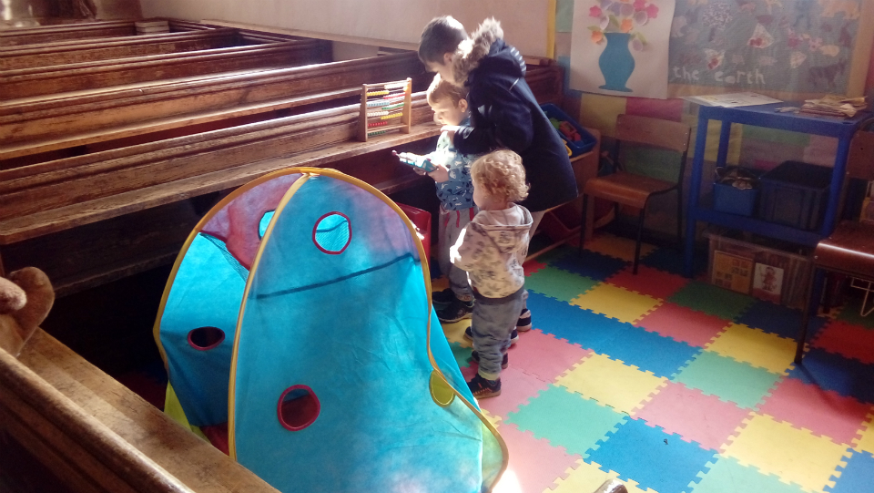 The boys in the toy corner at Holbrook on the Woodbridge Ringers' Outing.