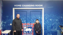 Mason and me outside the home dressing room at Ipswich Town.