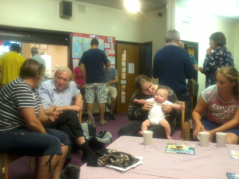 Refreshments at Idle, l to r, sat down - Willy de Kok, Alan Munnings, Ruthie, Alfie & Thirza de Kok.