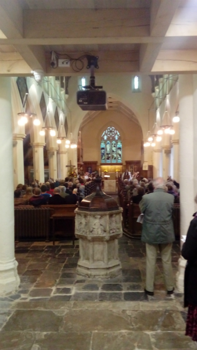 The view from under the new ringing gallery at St Margaret’s in Ipswich.