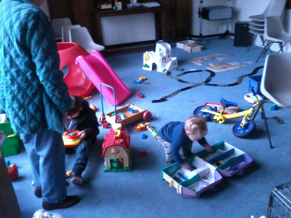 The boys enjoy the play room at St Matthew's in Ipswich at the South-East District Practice.