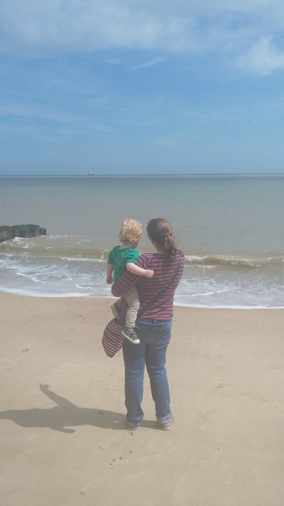Joshua & Ruthie on Felixstowe beach.
