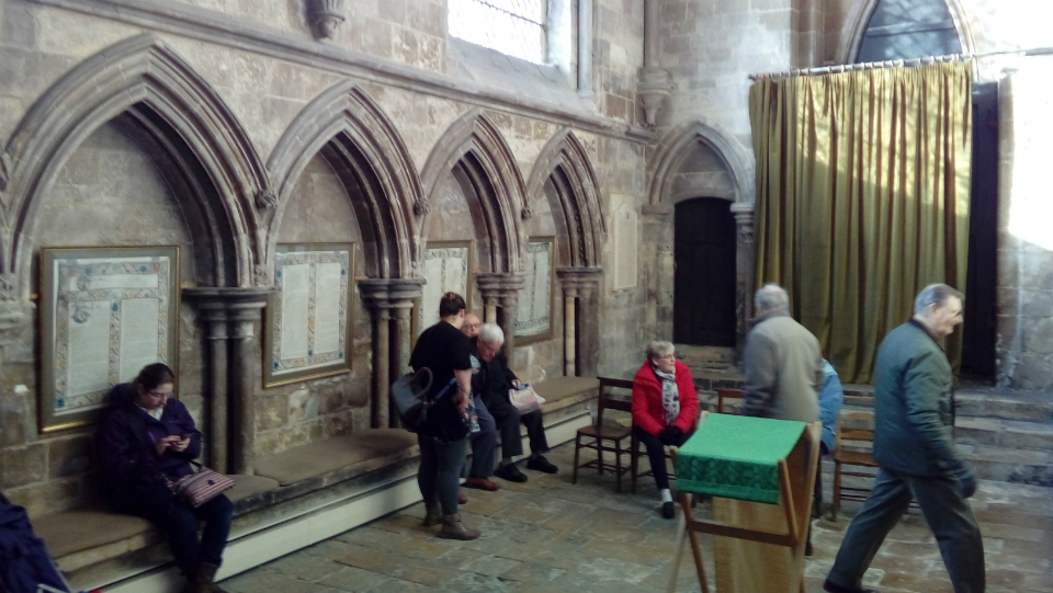 Gathered in the Ringers’ Chapel in Lincoln Cathedral before ringing.