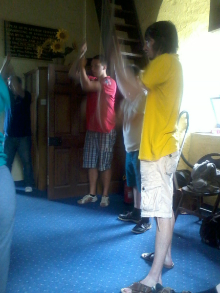 Ringing at Masham, l to r - Mike Dew (7th), Harm Jan de Kok (8th), Andrew Blacklock (9th) & Chris Woodcock (Tenor).