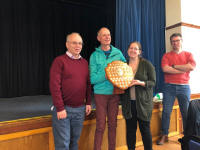 Ruth Munnings accepting the Mitson Shield on behalf of the Pettistree Band.