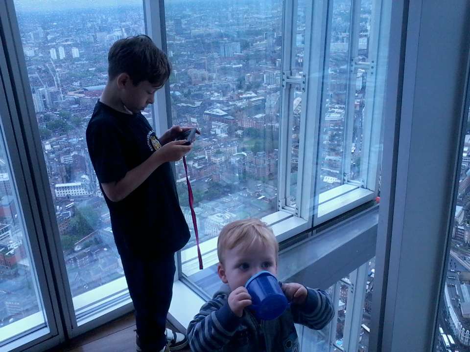  Mason and Alfie sixty-nine floors from the ground up the Shard.