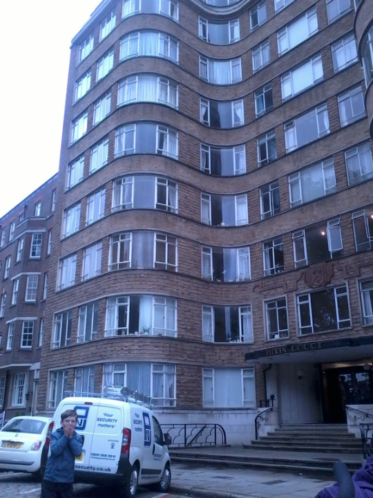 Mason outside Poirot's flat!
