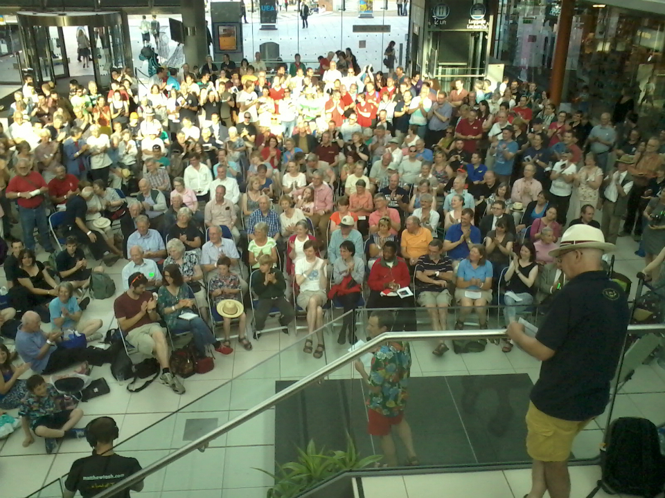 At The Forum listening to the results.