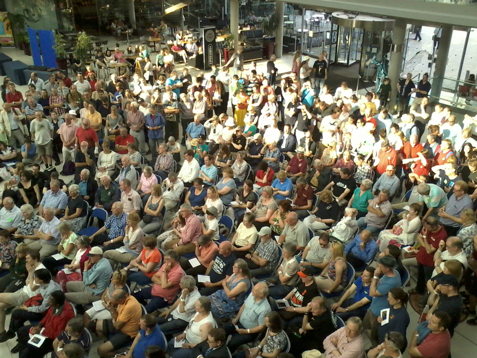 At The Forum listening to the results.