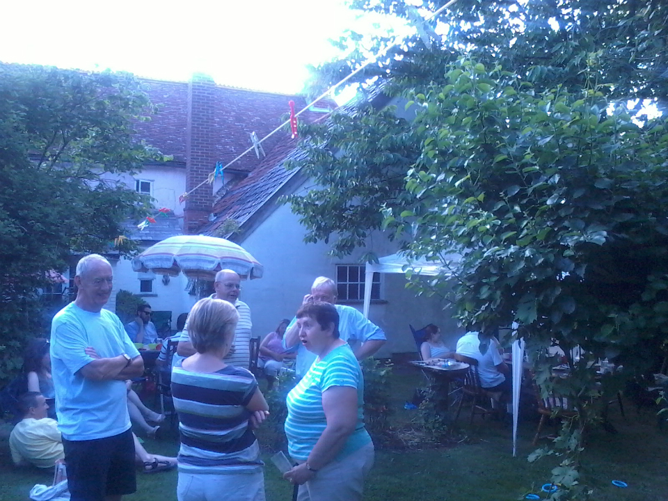 Everyone still socialising as evening sets in.
