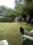 Playing boules at the Offton BBQ.