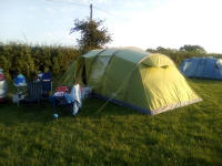 Our tent on the campsite, finally in some sunshine this evening!