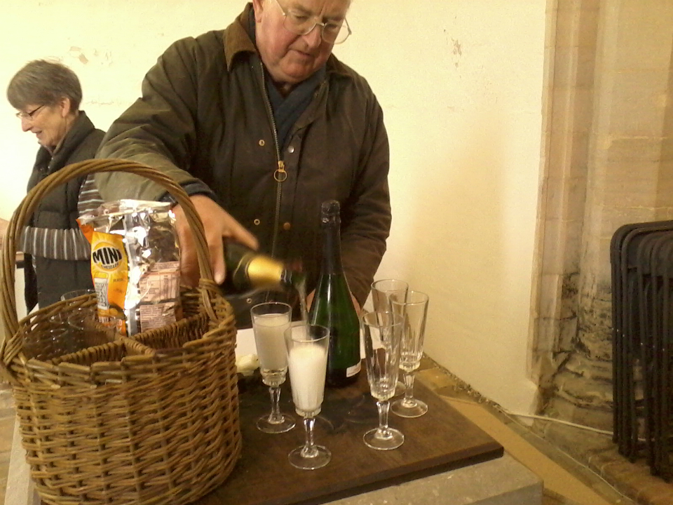 The champagne and nibbles that greeted us after this morning's peal at Pettistree!