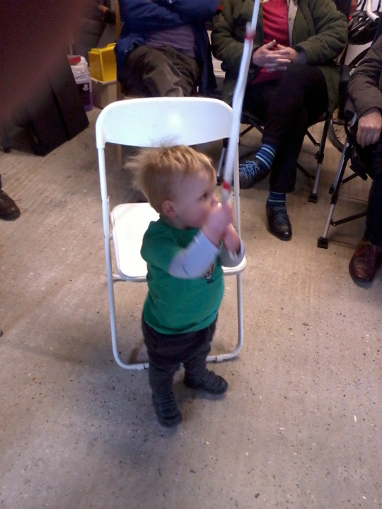 Alfie having a go at The Millbeck Ring in Shelland.