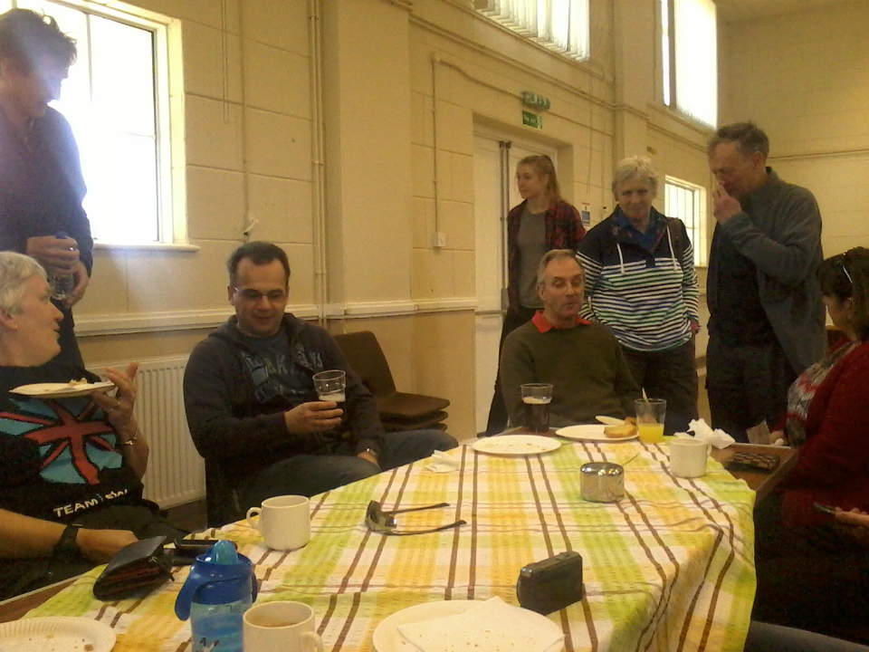 Some of the band in the church hall after ringing.