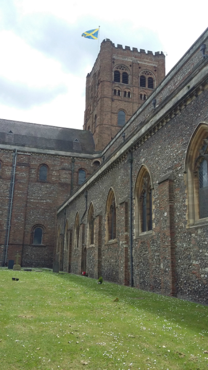 Our view for lunch today – St Albans Cathedral