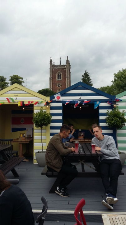 St Peter’s from the beer garden of the Blacksmiths Arms.