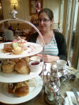 Ruthie about to tuck into our afternoon tea at Harrietts in Bury St Edmunds.